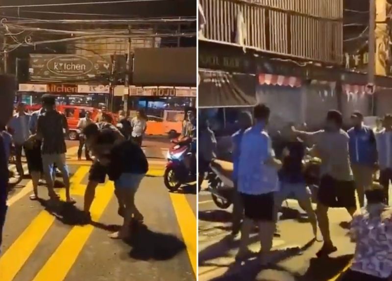 بالفيديو.. مشاجرة جماعية عنيفة بين شباب خليجيين في أحد شوارع تايلاند