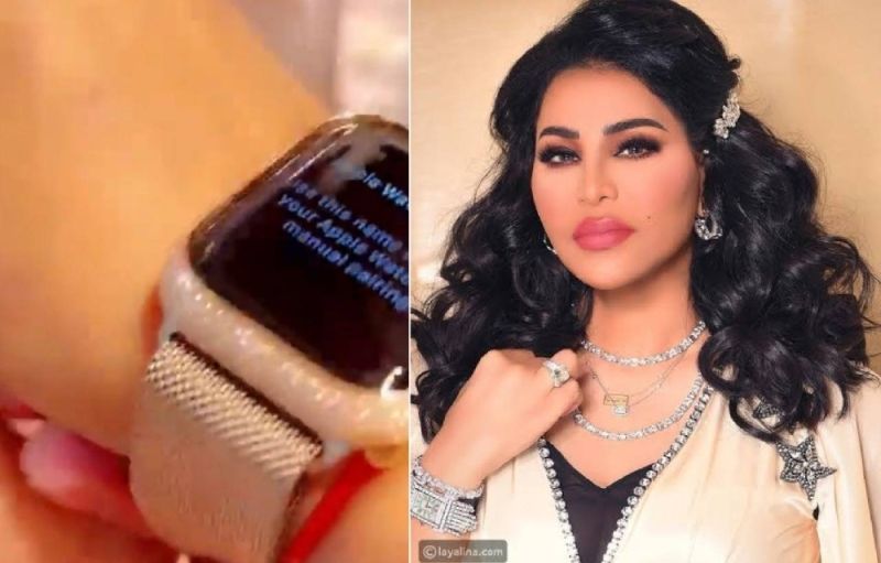 زوج الفنانة أحلام يهديها ساعة آبل نادرة مرصعة بالألماس ويقبل يدها.. شاهد ردة فعلها (فيديو)