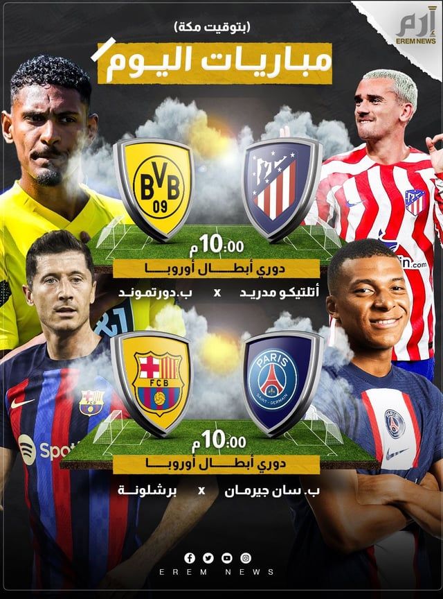 مواعيد مباريات اليوم والقنوات الناقلة