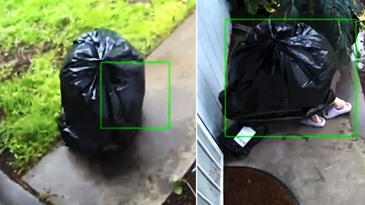 لص يسرق المنازل متنكرا بزي "كيس قمامة" (فيديو)