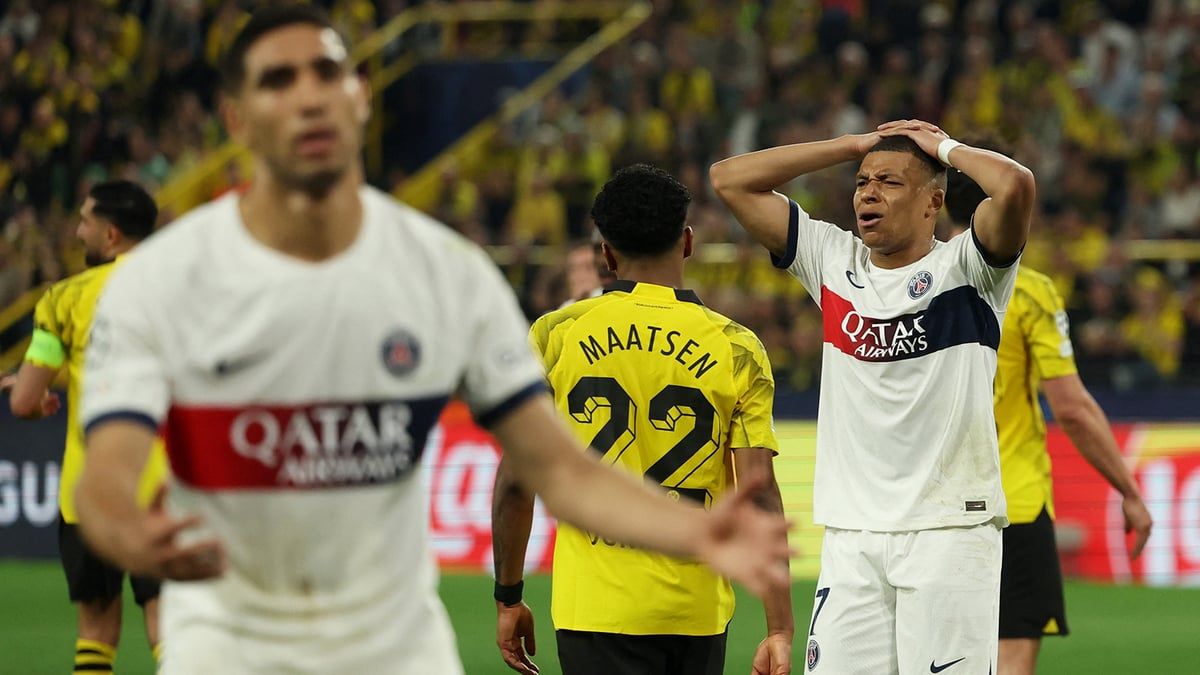 حزن وإحباط مبابي بعد الخسارة أمام دورتموند (صور)