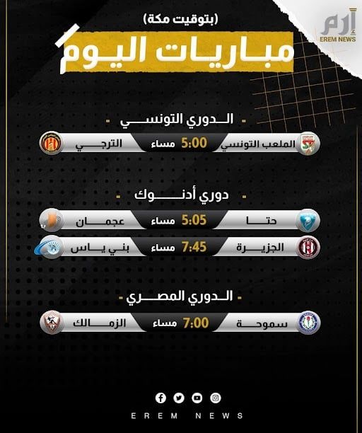 مواعيد مباريات اليوم والقنوات الناقلة