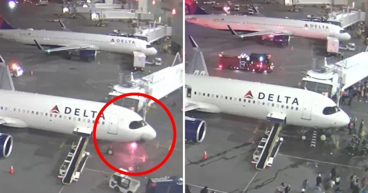 أمريكا.. حريق يجبر طائرة على إخلاء ركابها (فيديو)