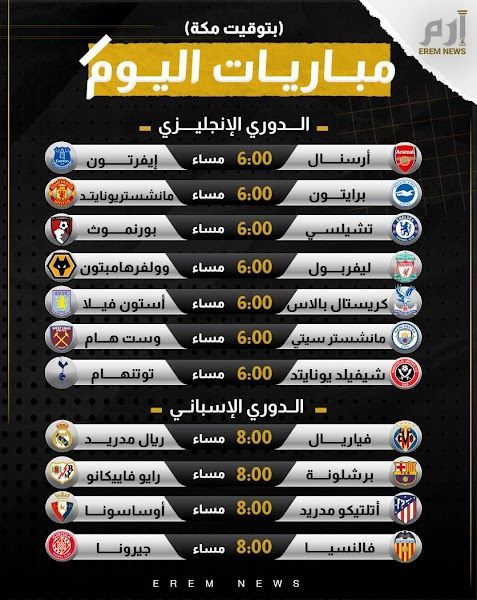 مواعيد مباريات اليوم والقنوات الناقلة