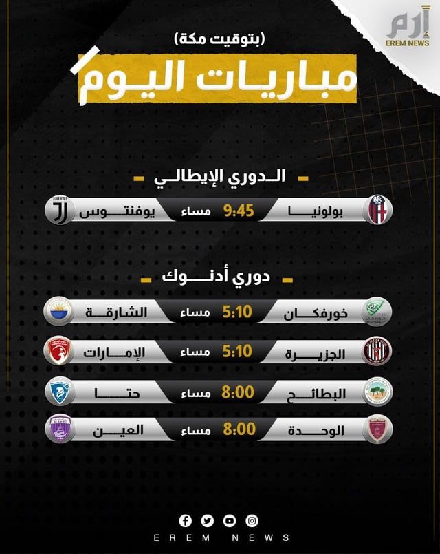 مواعيد مباريات اليوم والقنوات الناقلة