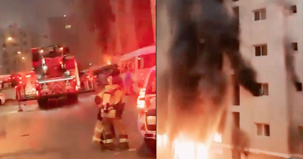 مصرع العشرات في حريق مبنى سكني جنوبي الكويت (فيديو)