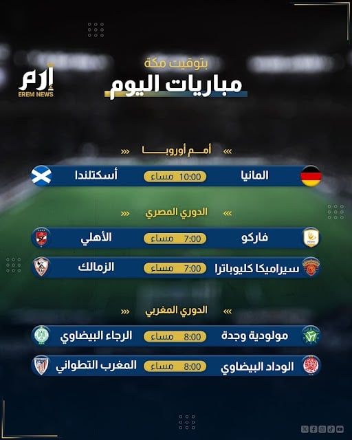 مواعيد مباريات اليوم والقنوات الناقلة