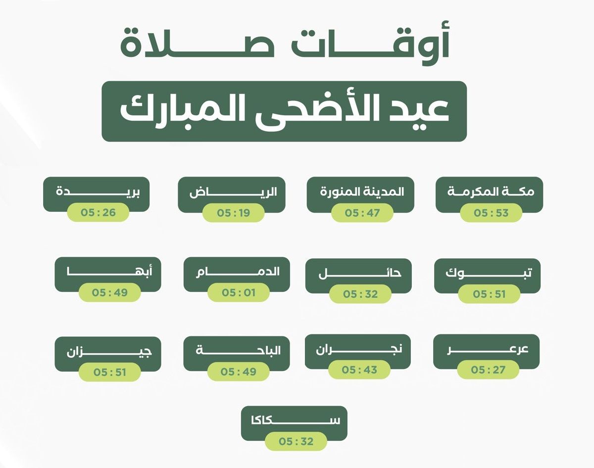 وقت صلاة عيد الأضحى في السعودية 1445 أوقات الصلاة في مكة المكرمة والرياض