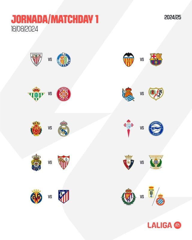 جدول مباريات الموسم الجديد للدوري الإسباني 2024/2025