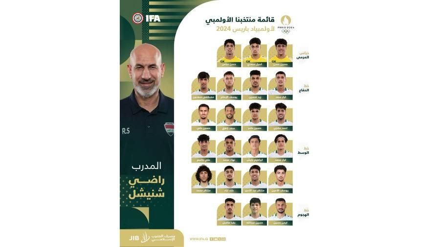 المنتخب الأولمبي العراقي يعلن تشكيلته لأولمبياد باريس