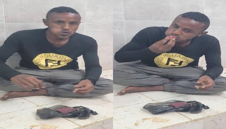 في لحج..شاب يتناول اللحوم النيئة والسمك دون أن يتأثر صحياً