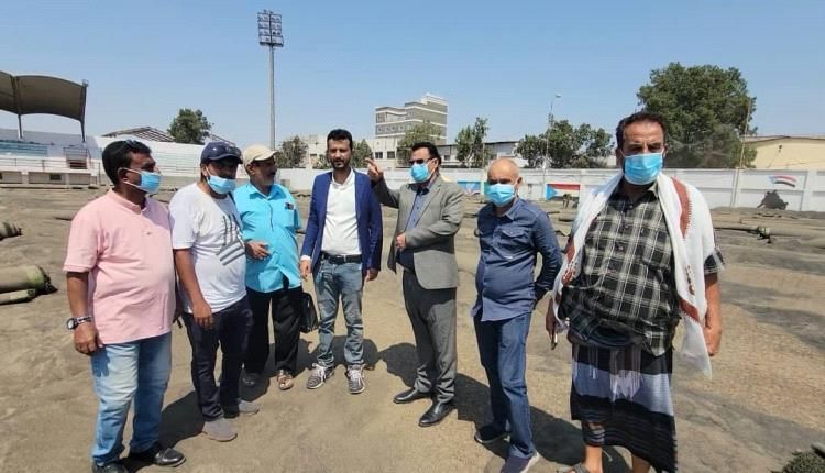 تدشين مشروع تعشييب ملعب نادي أهلي عدن