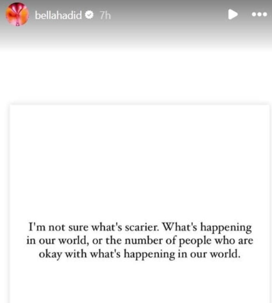 بالصورة: للمرة الأولى عارضة الأزياء من أصل فلسطيني بيلا حديد تُعلّق على الأحداث في لبنان.. هذا ما قالته