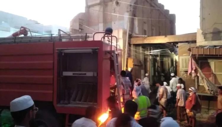 خسائر بمئة مليون ريال نتيجة حريق في محل لمواد البناء بحضرموت