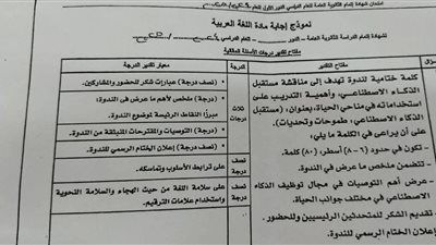 اعرف الحل الصح.. نموذج الإجابة الرسمى لامتحان اللغة العربية ثانوية عامة 2025 - الخليج الان