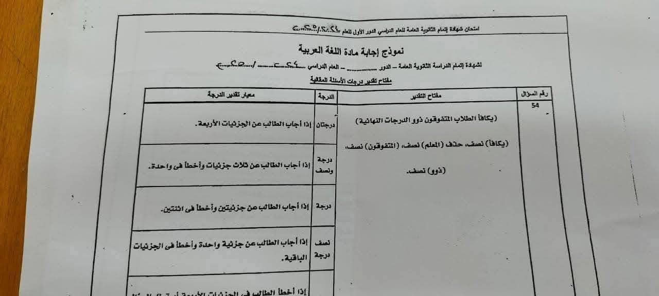 اعرف الحل الصح.. نموذج الإجابة الرسمى لامتحان اللغة العربية ثانوية عامة 2025 - الخليج الان