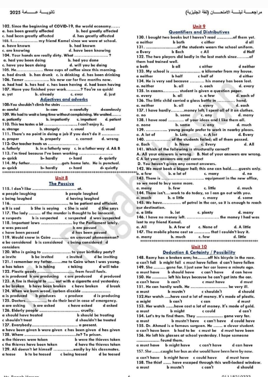 فى 11 ورقة هتقفل المادة.. مراجعة ليلة الامتحان فى اللغة الإنجليزية للثانوية العامة 2025 - الخليج الان