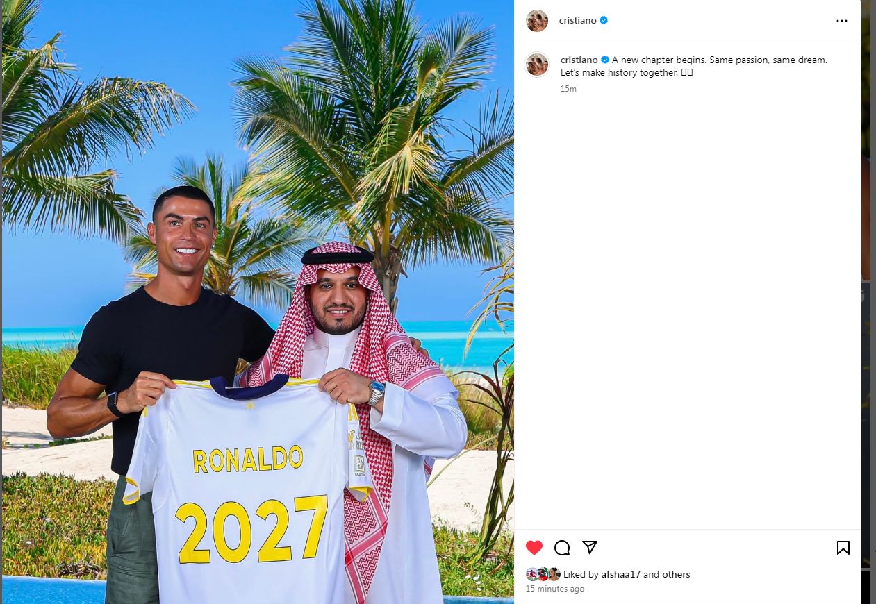 رسمياً.. كريستيانو رونالدو يعلن تجديد عقده مع النصر السعودي لموسم 2027 - الخليج الان