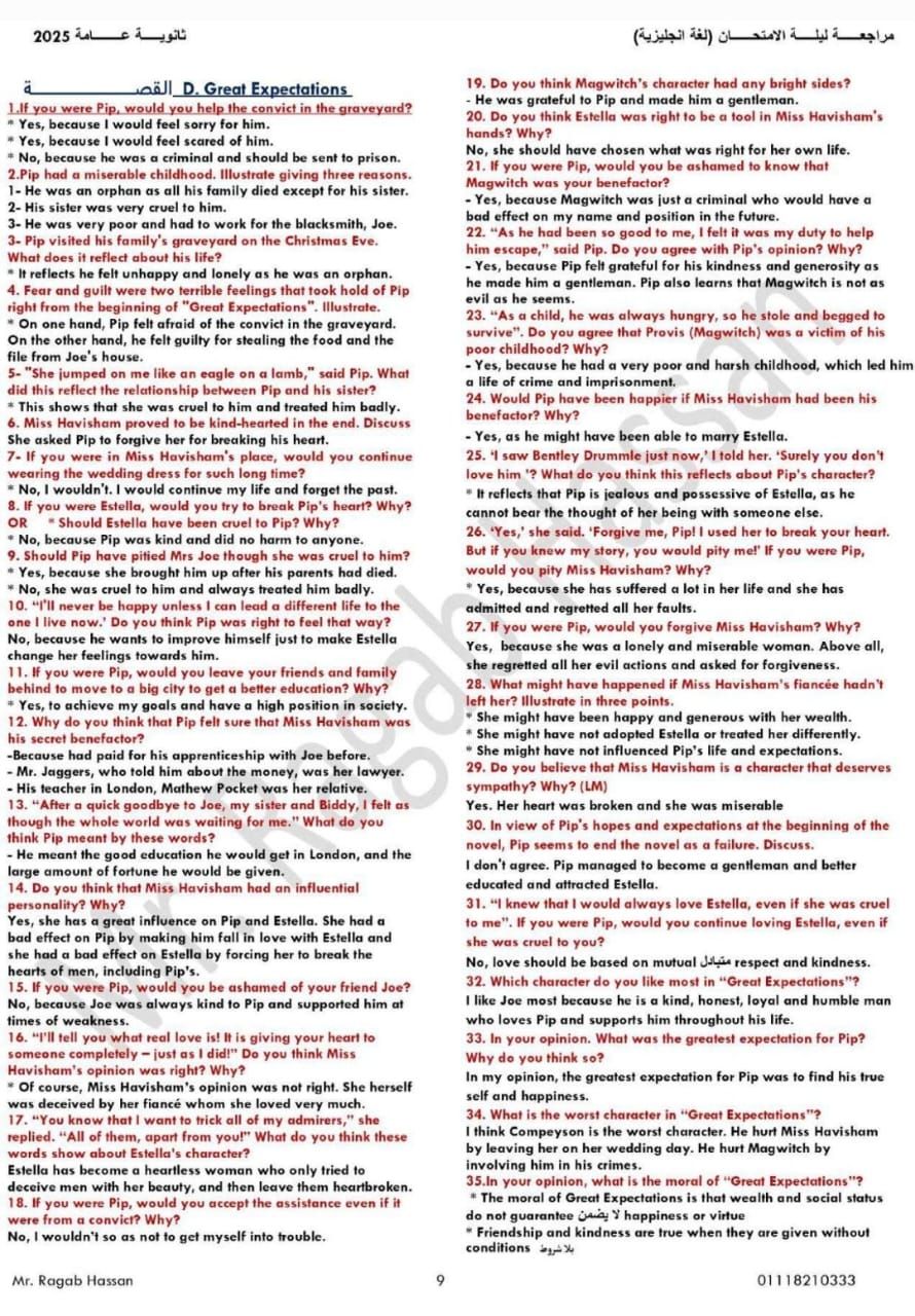 فى 11 ورقة هتقفل المادة.. مراجعة ليلة الامتحان فى اللغة الإنجليزية للثانوية العامة 2025 - الخليج الان