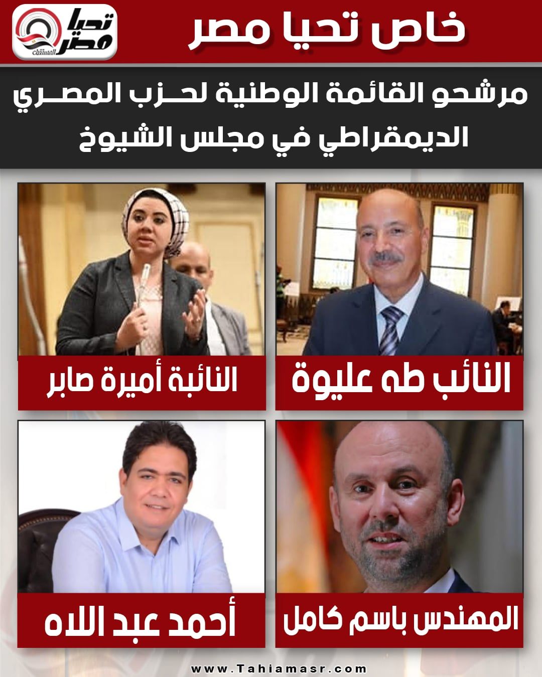 خاص تليجراف الخليج.. مرشحو القائمة الوطنية لحزب المصري الديمقراطي في مجلس الشيوخ - الخليج الان