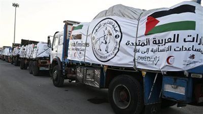 الإمارات تعلن دخول 38 شاحنة مساعدات إنسانية إلى غزة ضمن عملية الفارس الشهم 3 - الخليج الان