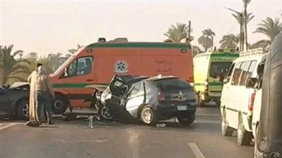 حادث تصادم على طريق بلطيم يؤدي إلى إصابة 5 أشخاص - الخليج الان