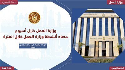 انفوجراف.. حصاد وزارة العمل خلال الـ 7 أيام الماضية - الخليج الان