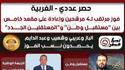 الغربية.. فوز مرتقب لـ4 مرشحين وإعادة على مقعد خامس بين "مستقبل وطن" و"المستقلين الجدد" - الخليج الان