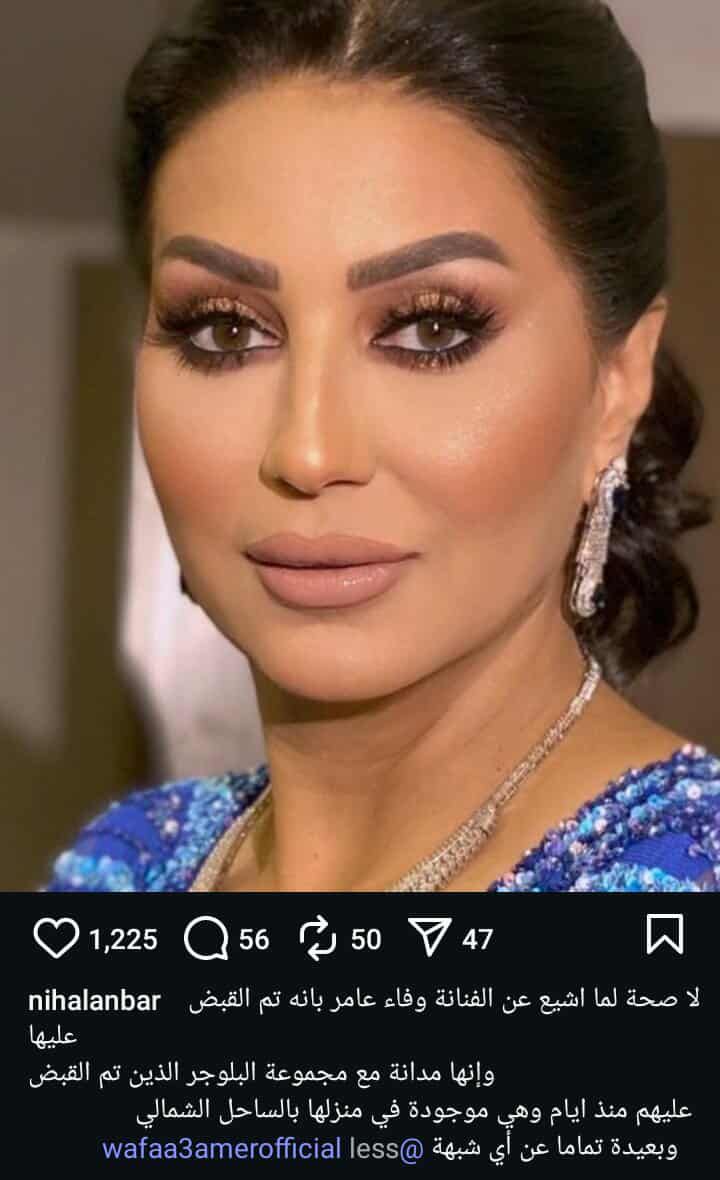 نهال عنبر تنفي القبض على وفاء عامر: ليست مدانة مع البلوجر الذي تم القبض عليهم - الخليج الان