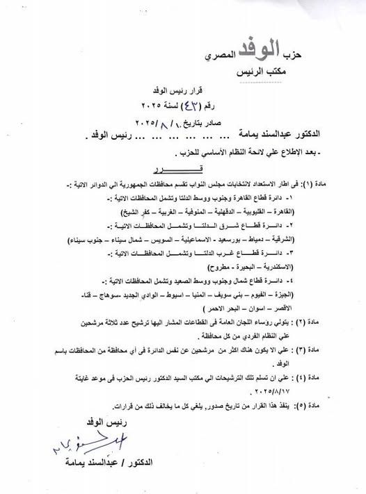 حزب الوفد: بدء تلقي طلبات الترشح لانتخابات مجلس النواب - الخليج الان