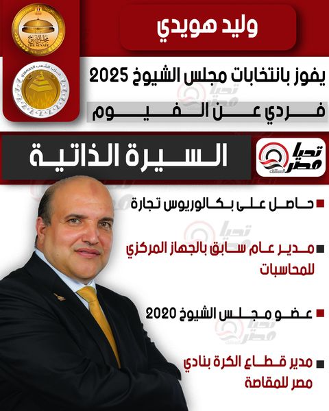 تليجراف الخليج ينشر السيرة الذاتية للنائب وليد هويدي عضو مجلس الشيوخ 2025 - الخليج الان
