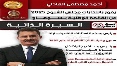 عضو مجلس الشيوخ 2025 عن حزب الجبهة الوطنية المستشار أحمد العادلي: الصعيد أبرز أولوياتي داخل مجلس الشيوخ - الخليج الان