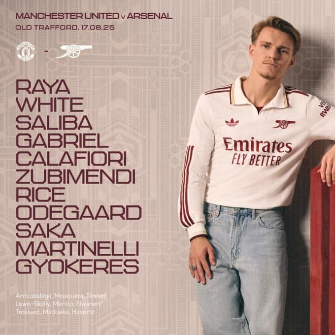 التشكيل الرسمي لمباراة مانشستر يونايتد وأرسنال في الدوري الإنجليزي الممتاز - الخليج الان