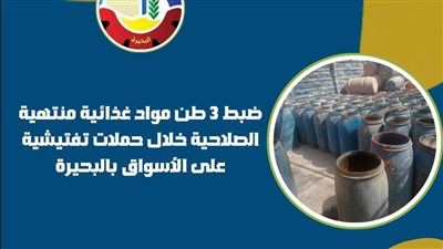 ضبط ٣ طن أغذية فاسدة ومجهولة المصدر في البحيرة خلال حملات تفتيشية موسعة - الخليج الان
