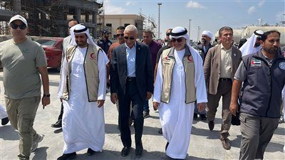 وفد إماراتي رفيع المستوى يستقبل سفينة مساعدات من أبو ظبي في ميناء العريش - الخليج الان
