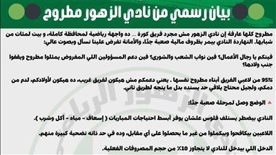 زهور مطروح يطالب بتشكيل لجنة دعم للنادي من المحافظ ورجال الأعمال والنواب - الخليج الان