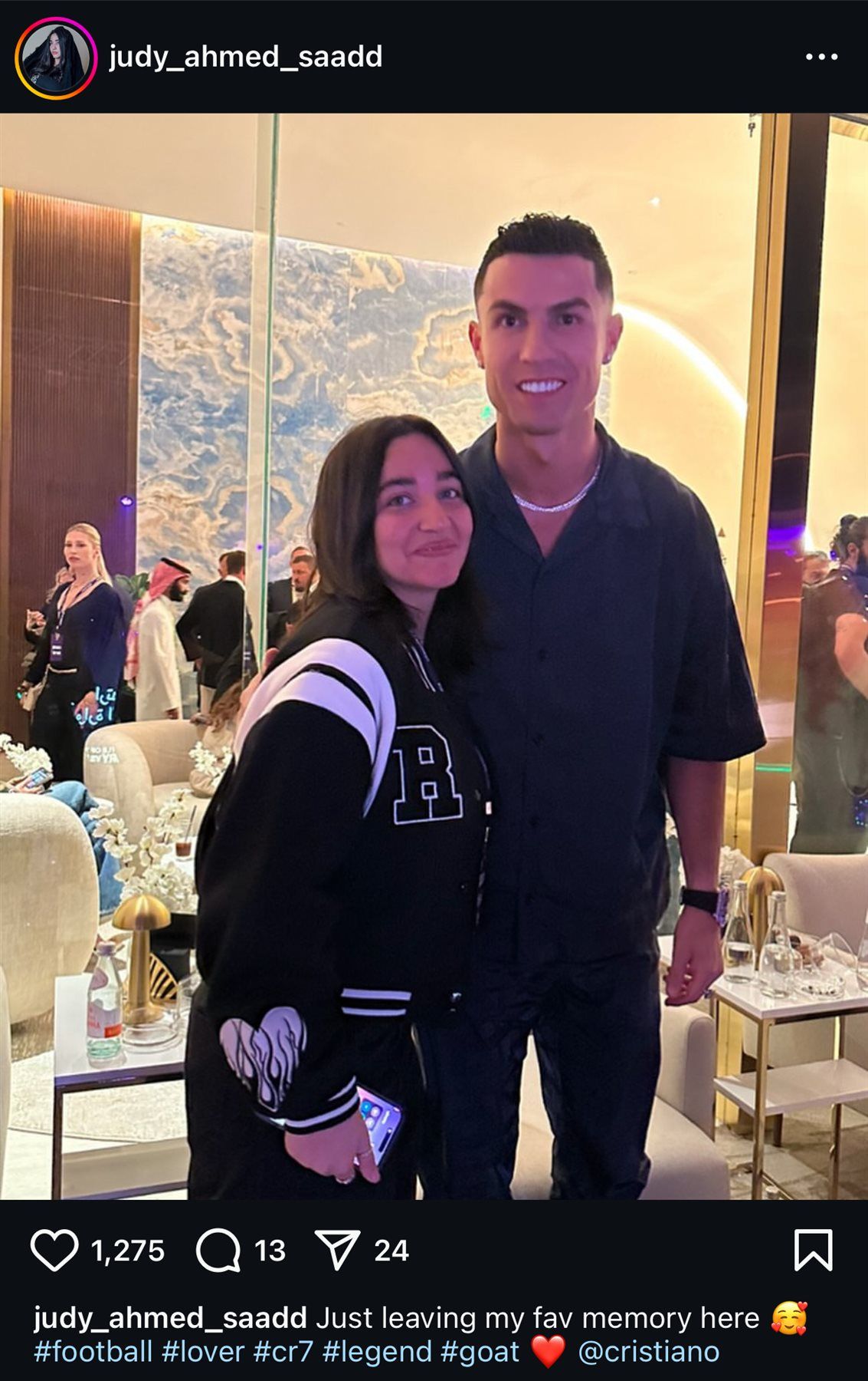 هنا أترك أجمل ذكرياتي.. جودي أحمد سعد تشارك صورة مع كريستيانو رونالدو - الخليج الان