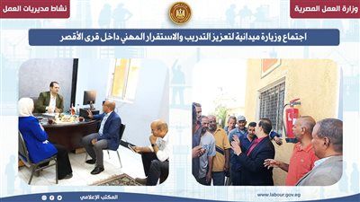 العمل: اجتماع وشراكات ميدانية لتعزيز التدريب المهني وفرص للشباب بقرى الأقصر - الخليج الان