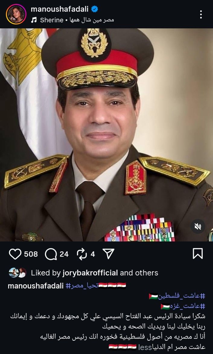 منة فضالي بعد وقف إطلاق النار في غزة: فخورة بالرئيس السيسي كمصرية من أصول فلسطينية - الخليج الان