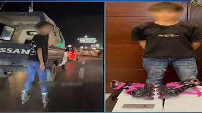 ضبط شخص أمسك بالصندوق الخلفي لسيارة شرطة مرتدياً حذاء تزحلق معرضاً حياته والمواطنين للخطر - الخليج الان