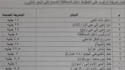تعريفة الركوب الجديدة داخل محافظة بورسعيد بعد تحريك أسعار المحروقات - الخليج الان