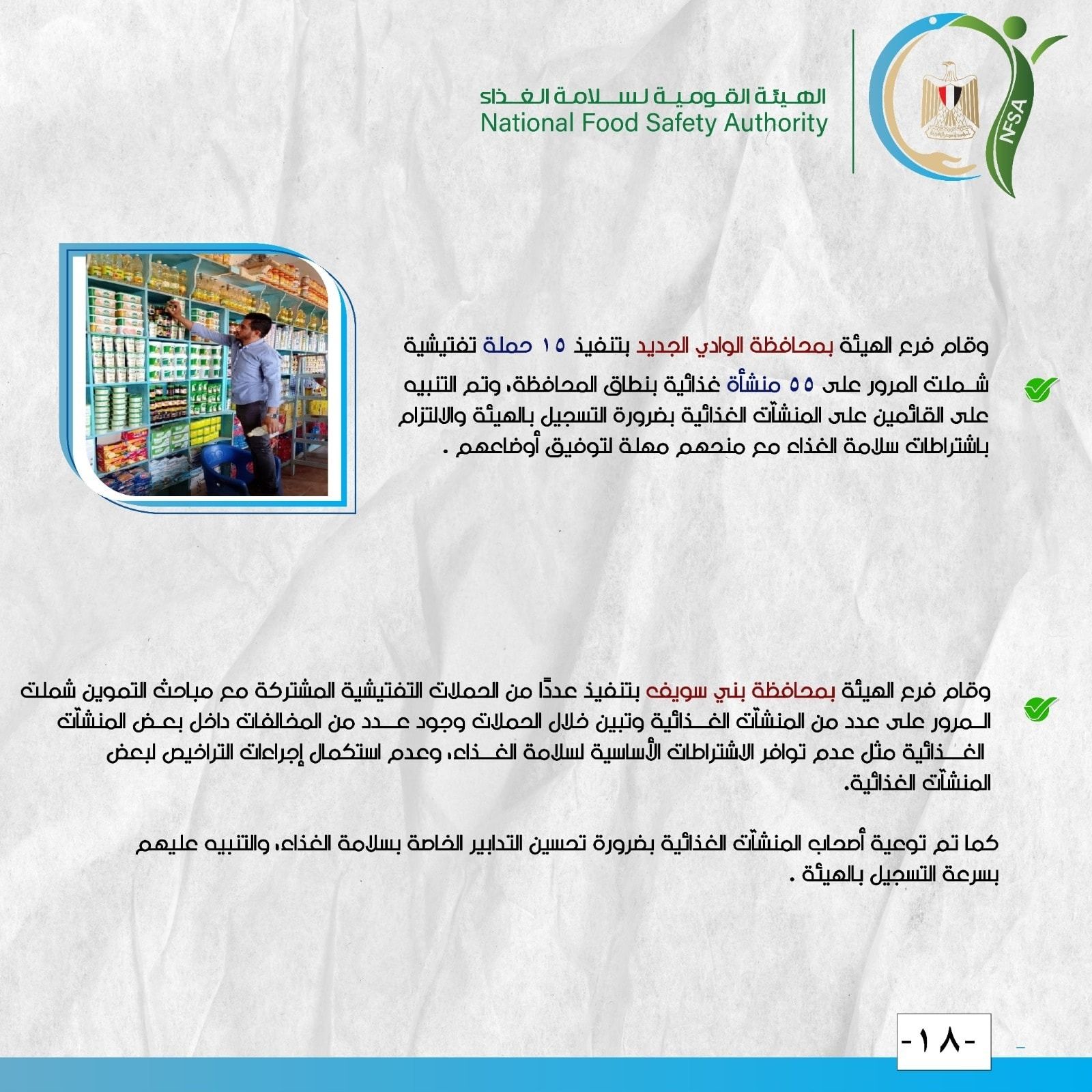 الهيئة القومية لسلامة الغذاء.. جهود رقابية مكثفة لضمان تداول غذاء آمن ومطابق للمواصفات - الخليج الان