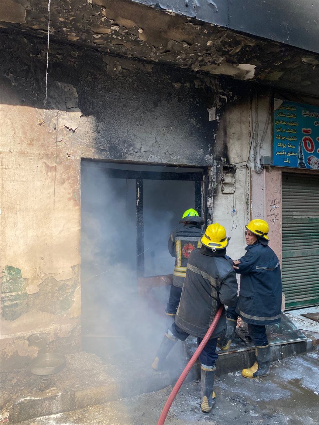 التفاصيل الكاملة لـ حريق محل حلاقة بالظاهر - الخليج الان