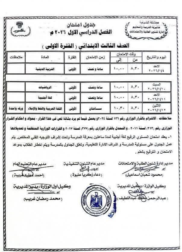 جدول امتحانات نصف العام 2026 لجميع الصفوف.. التفاصيل الكاملة من الإبتدائي حتى الثانوي - الخليج الان