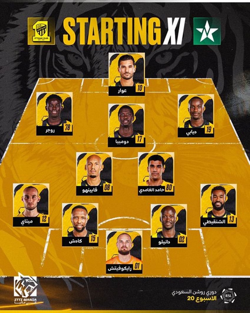 الاتحاد ضد النجمة.. تشكيل الاتحاد الرسمي ضد النجمة في دوري روشن السعودي - الخليج الان