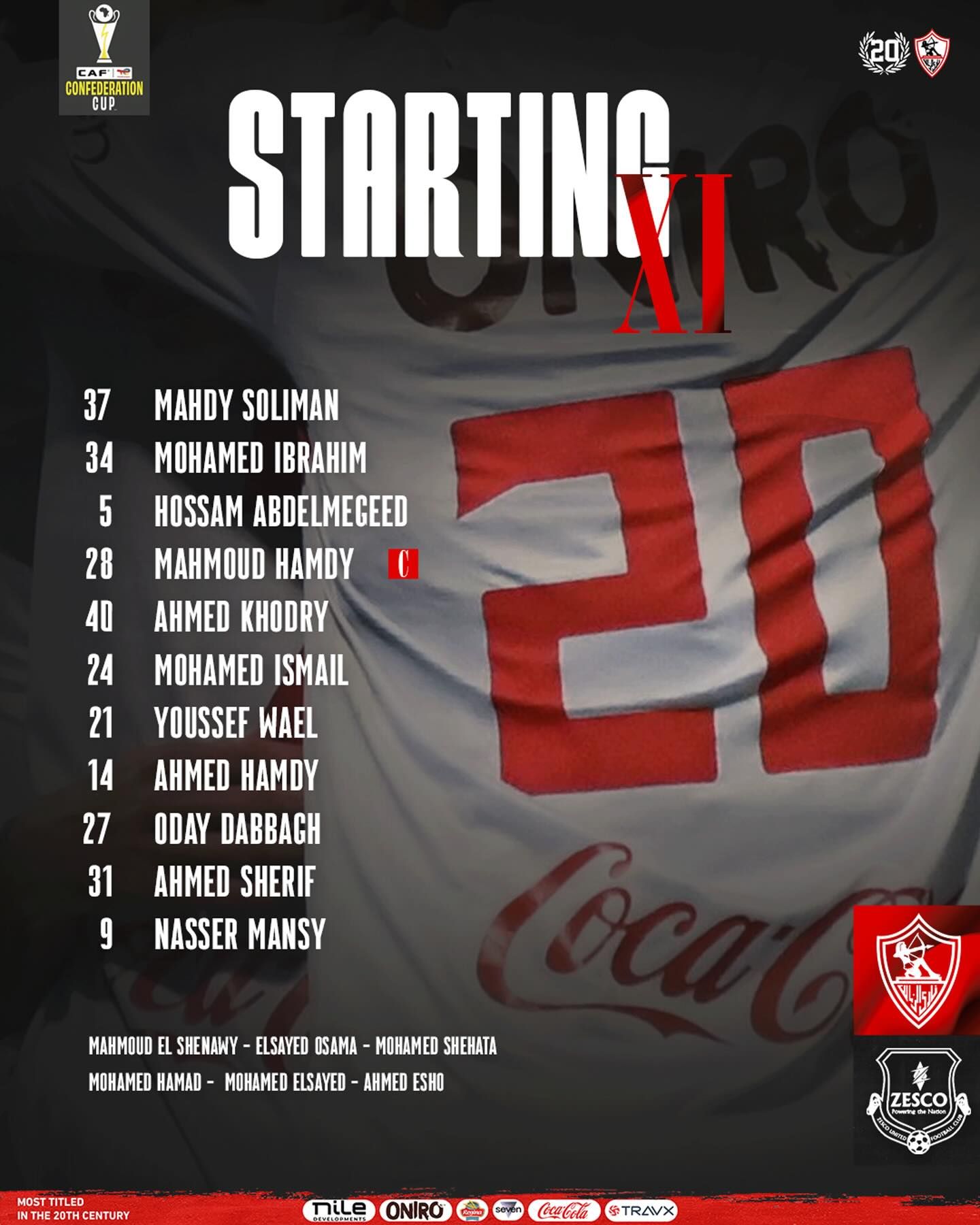 استبعاد محمد صبحي.. تشكيل الزمالك الرسمي لمواجهة زيسكو الزامبي في كأس الكونفدرالية - الخليج الان