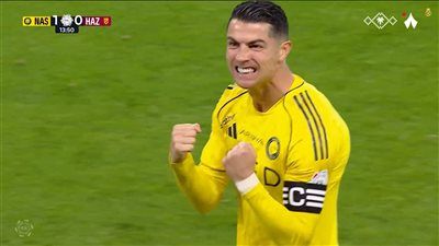 النصر ضد الحزم.. كريستيانو رونالدو يسجل الهدف الأول لـ النصر أمام الحزم في الدوري السعودي - الخليج الان