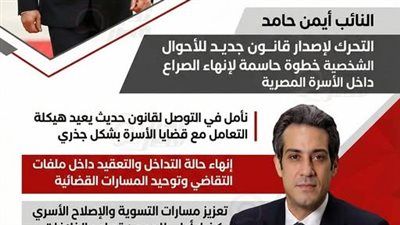 النائب أيمن حامد: التحرك لإصدار قانون جديد للأحوال الشخصية خطوة حاسمة لإنهاء الصراع داخل الأسرة المصرية - الخليج الان