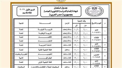 عاجل ورسمياً.. جدول امتحانات الثانوية العامة 2026 الدور الأول (النظام القديم) - الخليج الان