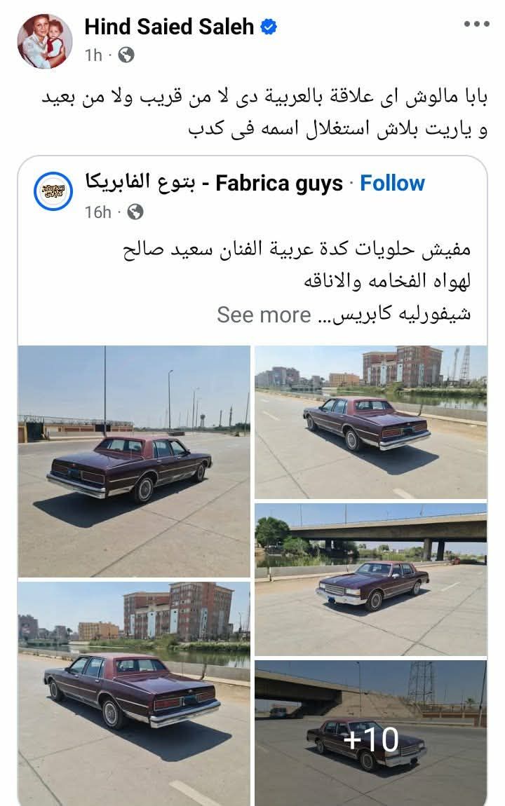 هند سعيد صالح تنفي عرض سيارة والدها للبيع: بلاش استخدام اسمه في الكذب - الخليج الان